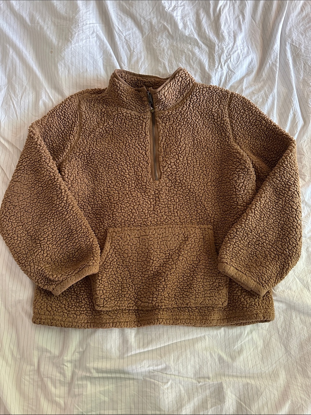Style & Co - Cozy Half-Zip Brown Sherpa Pullover Sweater - XL